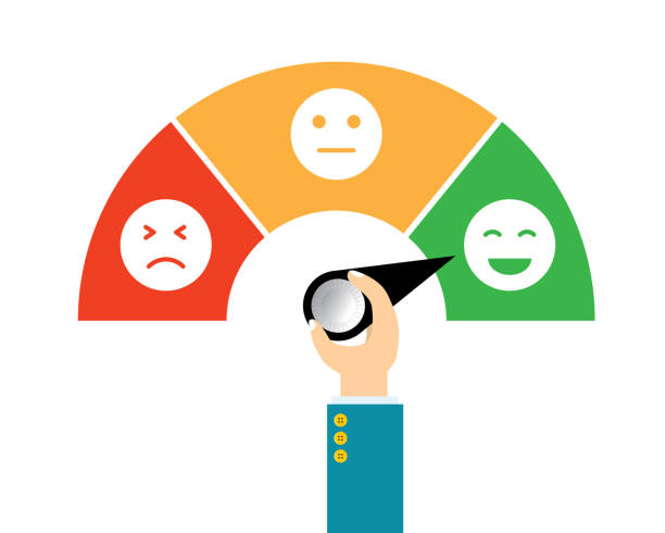 V&A Gutters Satisfaction Vector illustration icon emoticon flat design. Concept feedback service, Customer experience scale rating.